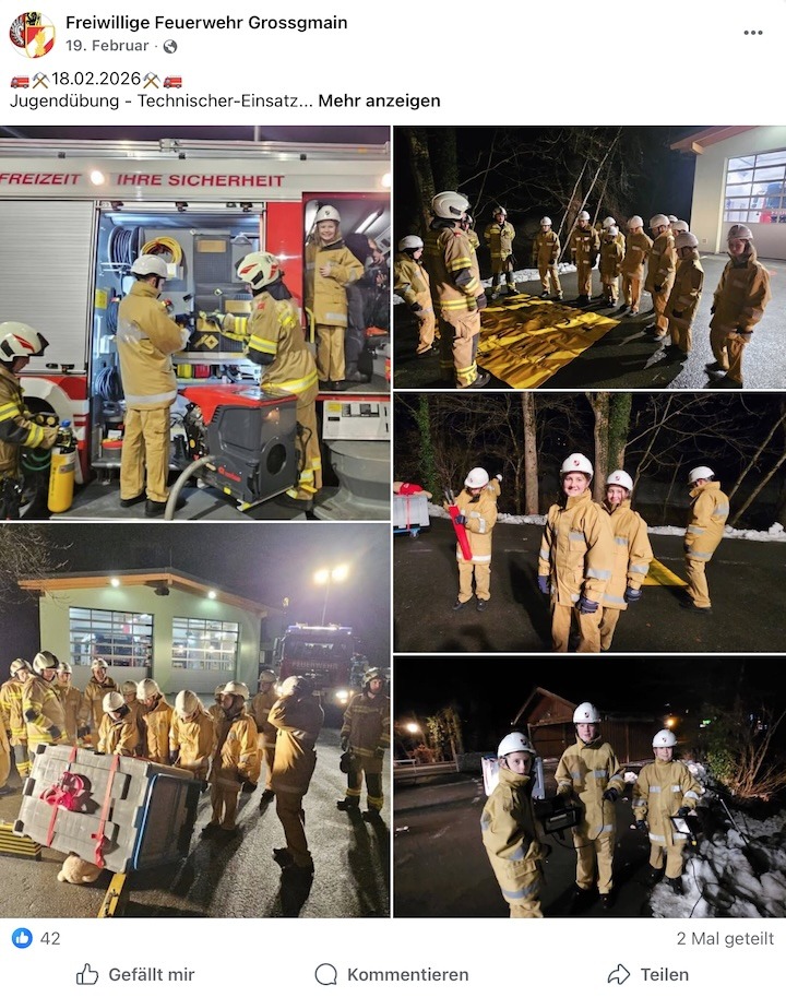 Facebook-Eintrag Jugendfeuerwehr